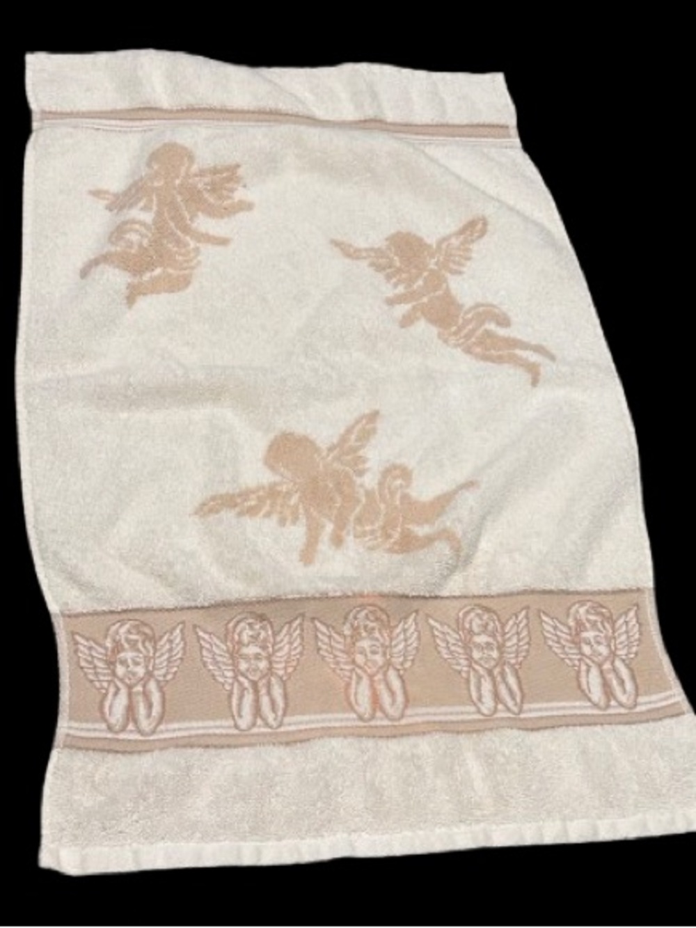 Vintage 90s Celestial Cherub Hand Towel Angels Whimsigoth Bathroom Decor